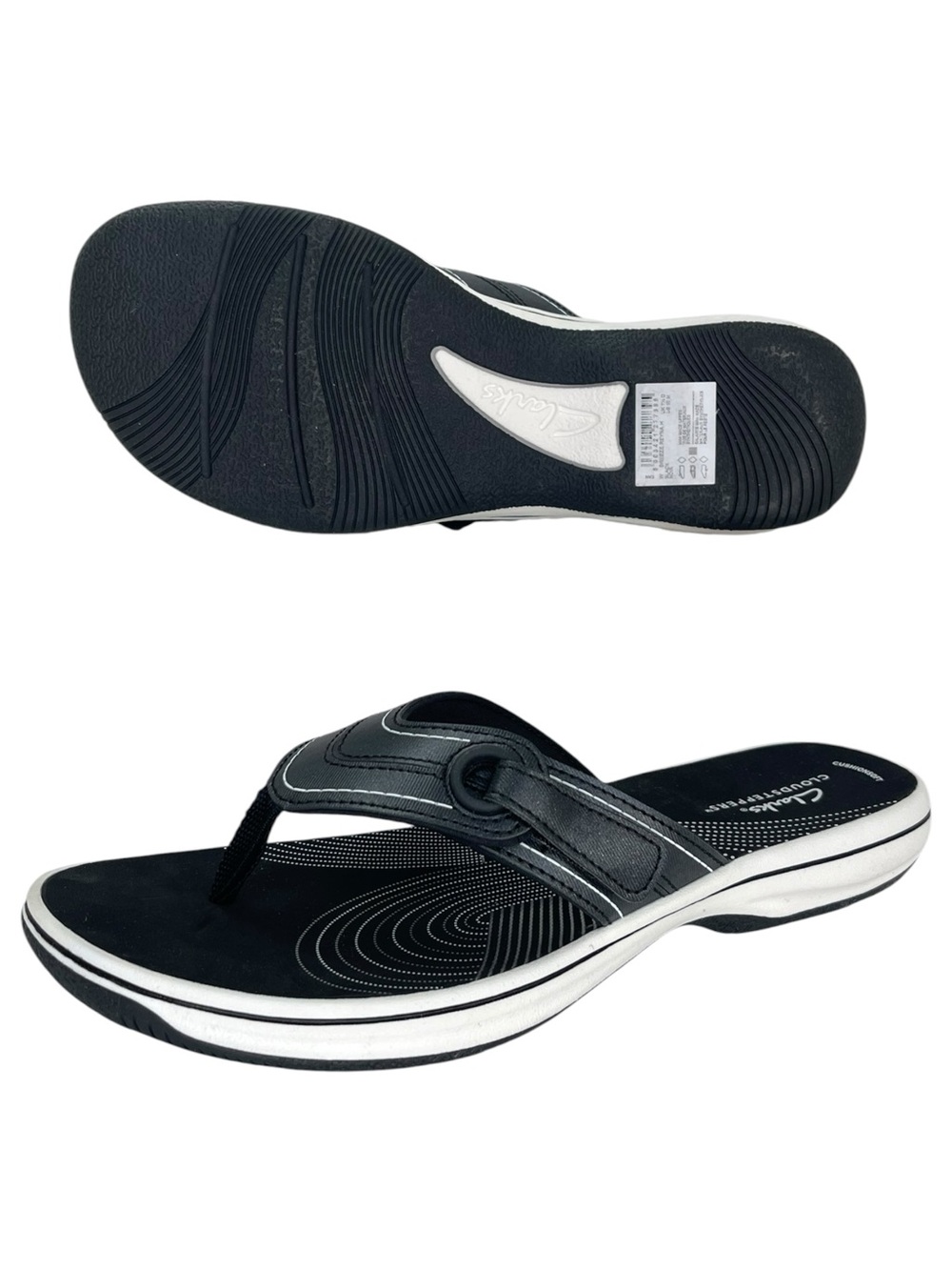 Clarks Cloudsteppers Breeze Reyna Black Womens Thong Sandals Size 10M - Picture 10 of 11
